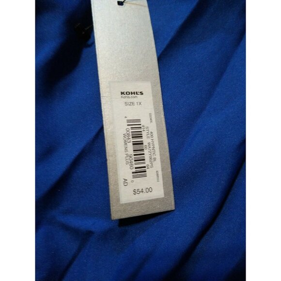 APT. 9 Plus Size 1X One Shoulder Embroidered Ruffle Dress Blue Lined NWT $54 - Picture 6 of 7